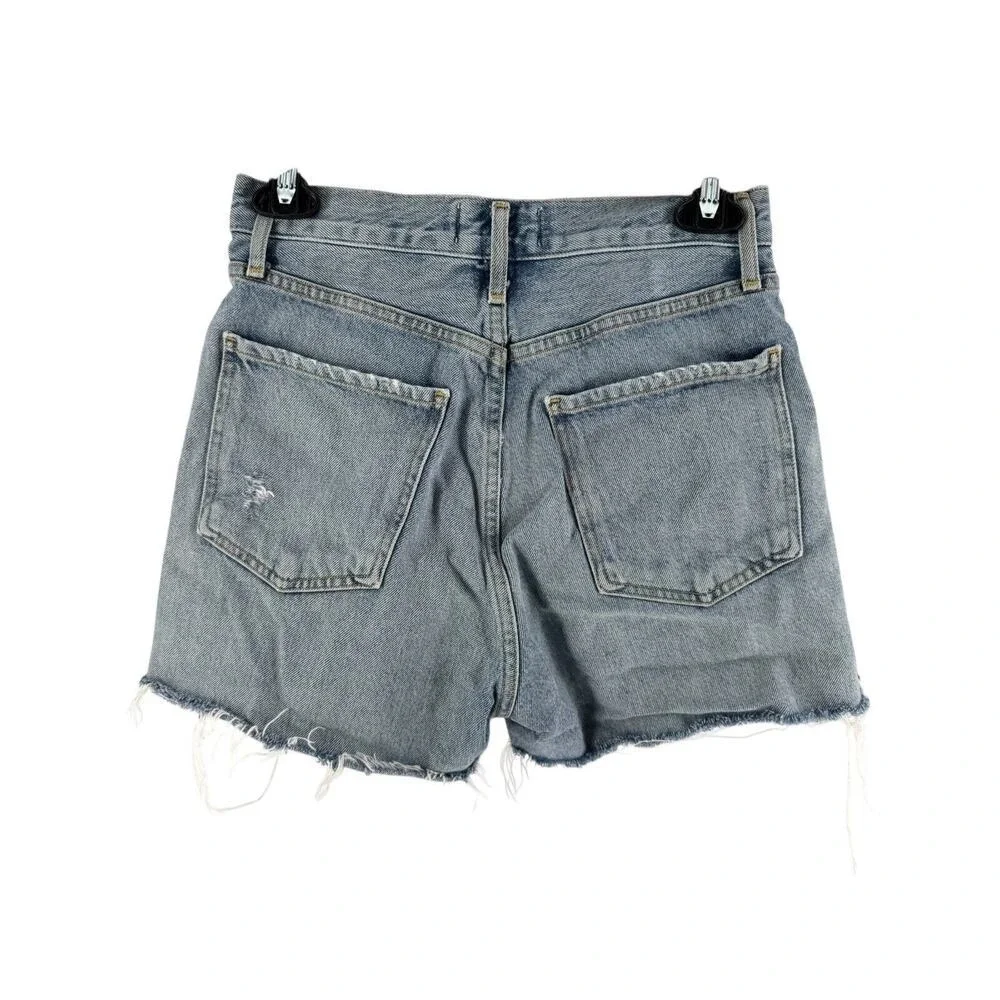 AGOLDE Women's Distressed Organic Cotton Dee High-Rise Denim Shorts Size 25